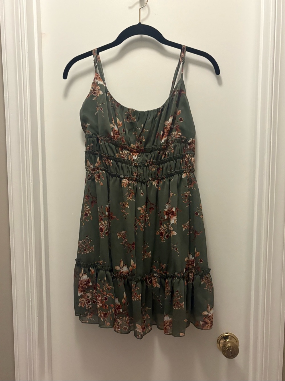 Trixxi Olive Green Floral Mini Dress
